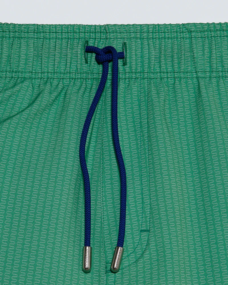 Quick-Dry ISOLA S Curve Light Green Men's Swim Shorts by Sardegna Sartoria - Beach Ready
