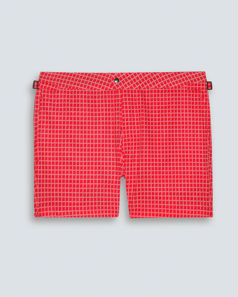 Men's Swim Shorts MARINE Tweed Red by Sardegna Sartoria Front View