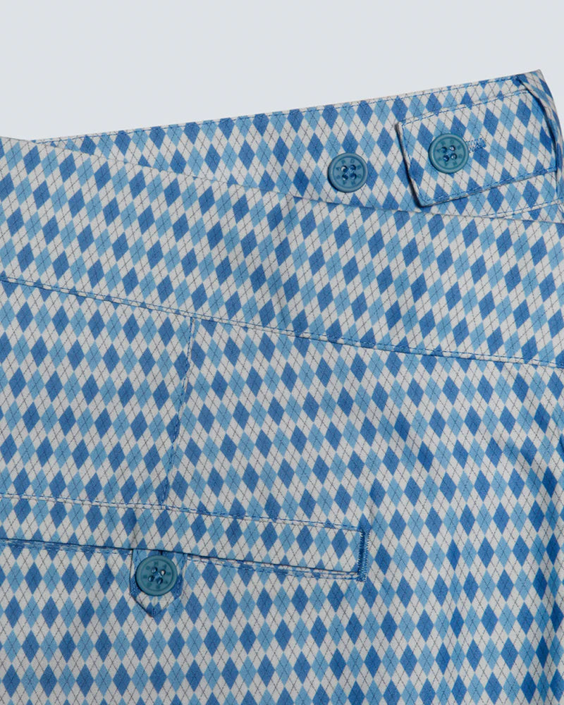 Tailored Men's Swim Shorts - Penisola Argyle Blue Stone