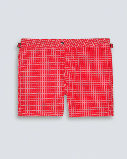 Men's Swim Shorts MARINE Tweed Red by Sardegna Sartoria Front View