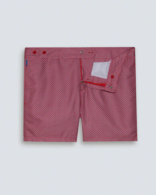 PENISOLA South Beach Red Navy Swim Shorts by Sardegna Sartoria